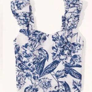 Abercrombie & Fitch Womens Bubble Strap Poplin Top Nav Sz. M